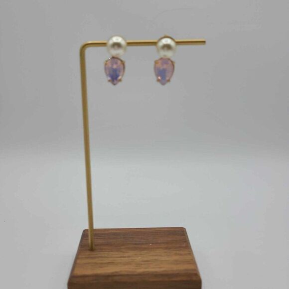 J Crew Faux Pearl Pink Stone Stud Earrings - Picture 5 of 8